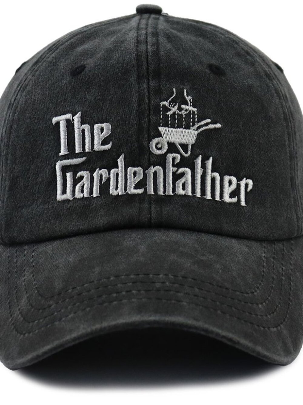 Black The Garden Father Hat for Men, Funny Adjustable Cotton Embroidered